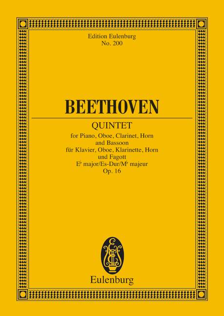 Beethoven: Quintet Eb major Opus 16 (Study Score) published by Eulenburg